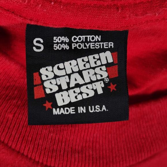 Vintage 80s Screen Stars Red Single Stitch Southwest Puffy Paint Tee USA Size S - Picture 10 of 12